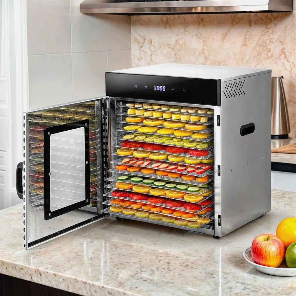 Сушка для фруктов и овощей Kitfort КТ-1967 15под. 1000Вт нержавеющая сталь  