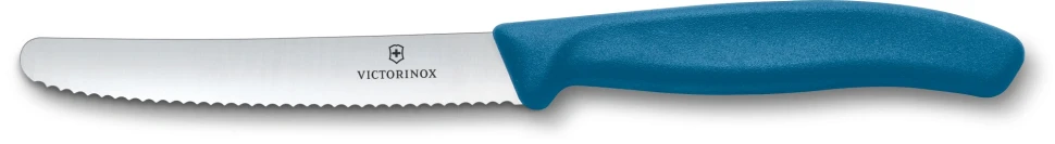 Нож кухонный Victorinox Swiss Classic 6.7832.C1 стальной столовый лезв.110мм серрейт. заточка синий  
