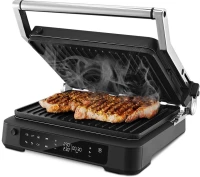 Электрогриль Kitfort КТ-3675 2000Вт серебристый/черный  