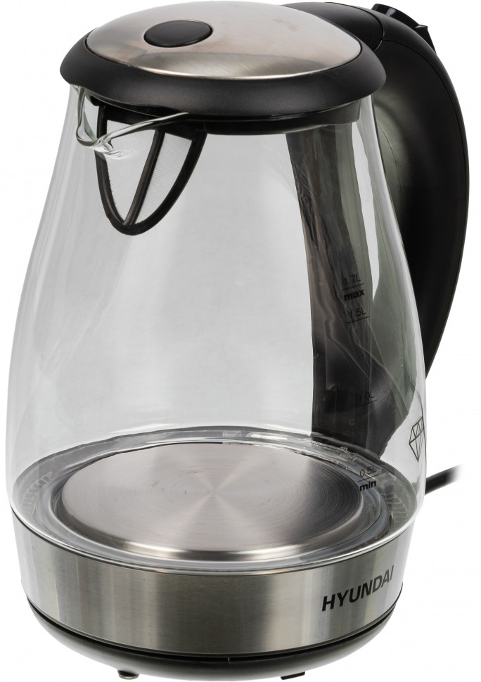 Чайник электрический Hyundai HYK-G2030 1.7л. 2200Вт черный корпус: стекло/пластик  