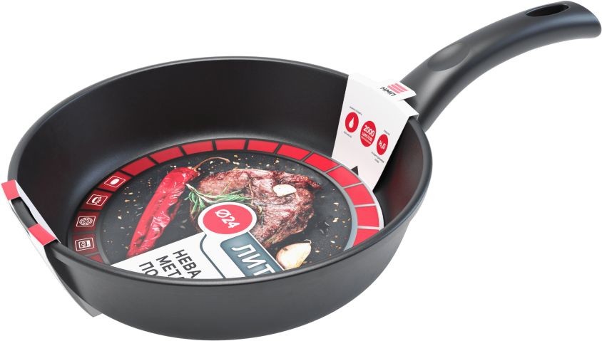 Сковорода НМП Домашняя 7324 круглая ручка несъемная (без крышки) черный  