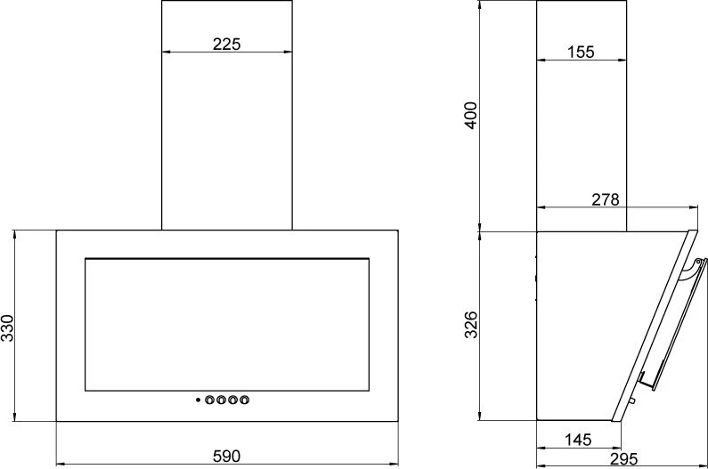 Вытяжка каминная Elikor Коралл 60П-430-К3Д черный управление: кнопочное (1 мотор)  