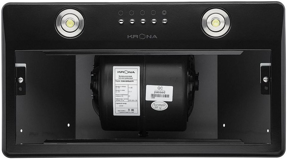 Вытяжка встраиваемая Krona Runa 600 PB черный управление: кнопочное (1 мотор)  