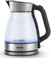 Чайник электрический Vitek VT-8808 1.7л. 2200Вт прозрачный/нержавеющая сталь корпус: стекло/металл