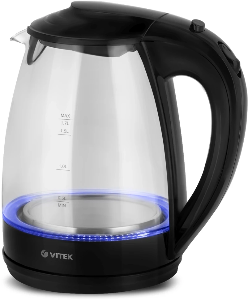 Чайник электрический Vitek VT-1122 1.7л. 2200Вт прозрачный корпус: стекло/пластик  