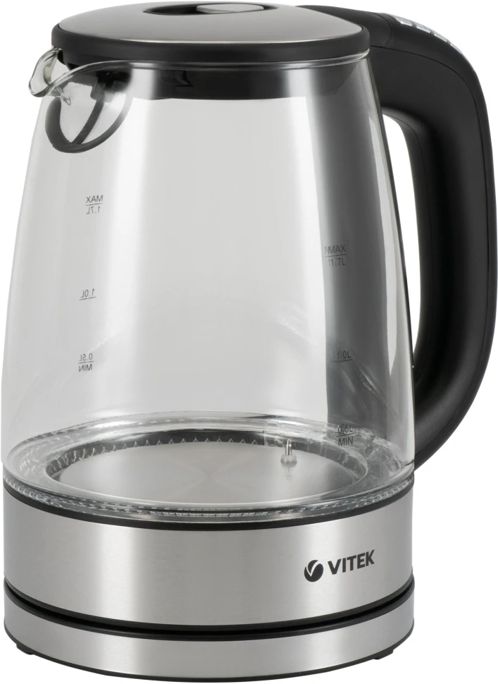 Чайник электрический Vitek VT-8828 1.7л. 2200Вт серебристый корпус: стекло/металл  