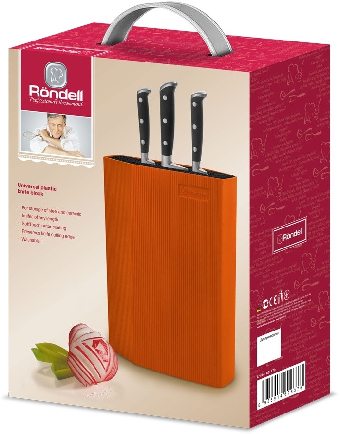 Подставка для ножей Rondell Orange RD-470 оранжевый упак.:подарочная коробка с ручкой  