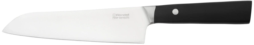 Нож кухонный Rondell Spata RD-1139 стальной сантоку лезв.178мм прямая заточка черный блистер