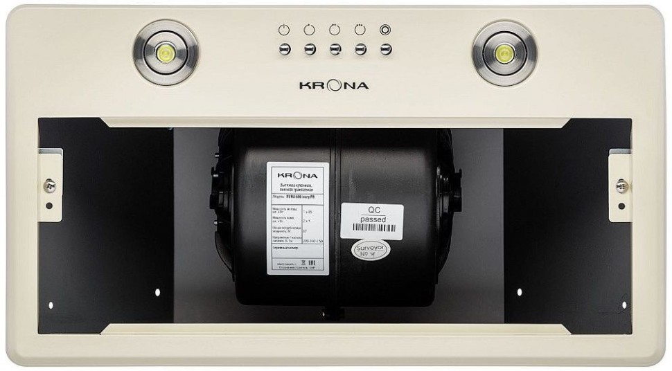 Вытяжка встраиваемая Krona Runa 600 PB слоновая кость управление: кнопочное (1 мотор)  