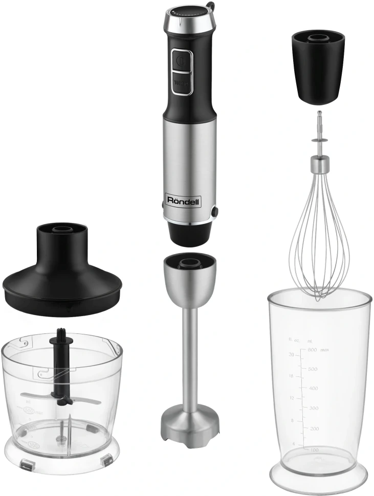 Блендер погружной Rondell RDE-1306 1200Вт черный/серебристый  
