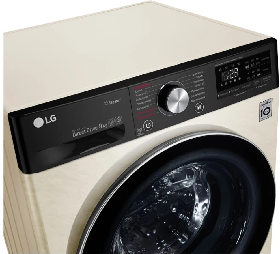 Стиральная машина LG F4V5VS9B класс: A загр.фронтальная макс.:9кг бежевый инвертор  