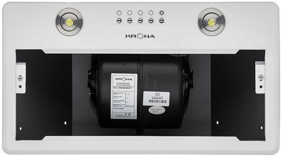 Вытяжка встраиваемая Krona Runa 600 PB белый управление: кнопочное (1 мотор)  