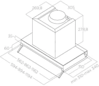 Вытяжка встраиваемая Elica Boxin IXGL/A/90 нержавеющая сталь/стекло белое управление: поворотные переключатели (1 мотор)