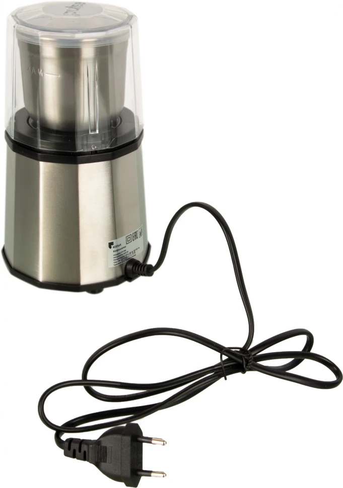 Кофемолка Kitfort КТ-746 200Вт сист.помол.:ротац.нож вместим.:200гр нержавеющая сталь/черный