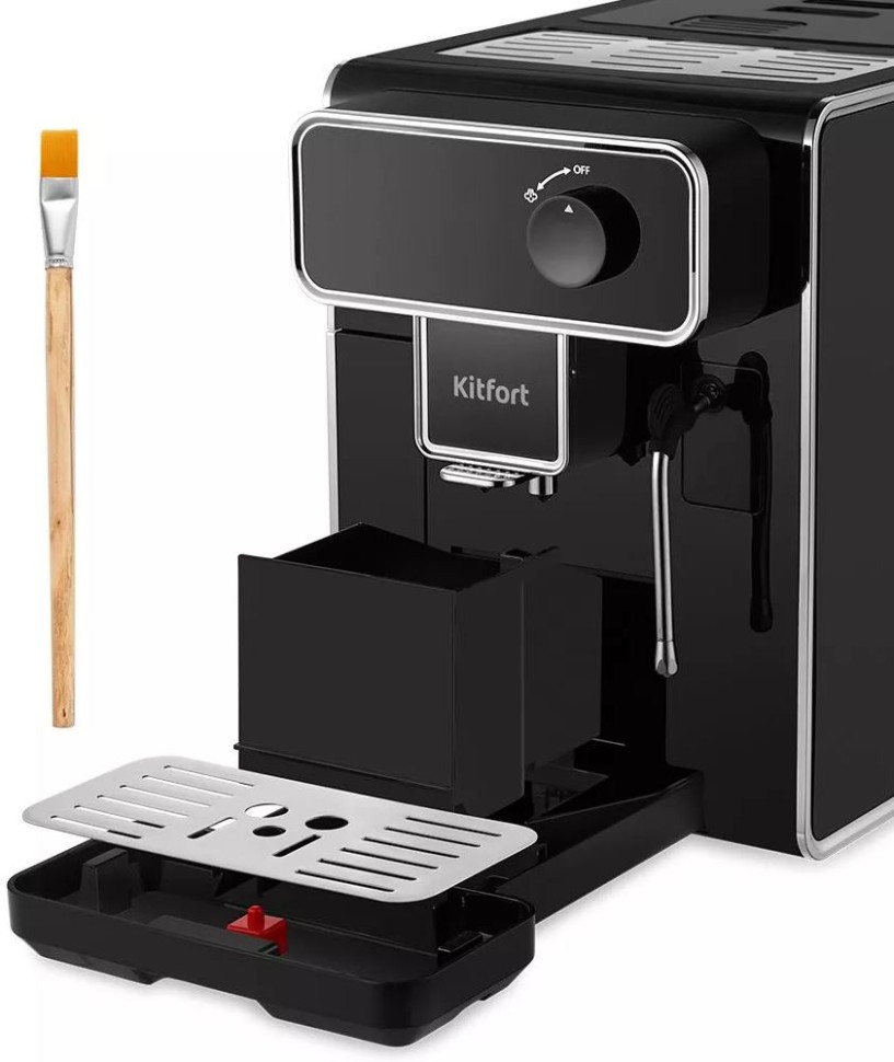 Кофемашина Kitfort КТ-7256 1350Вт черный/нержавеющая сталь