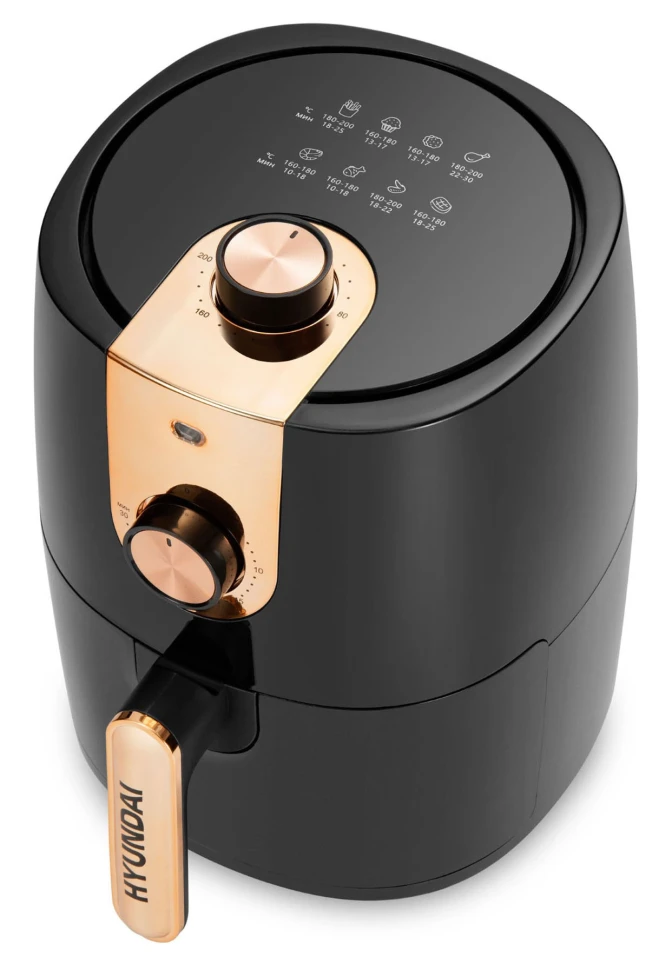 Аэрогриль Hyundai HYF-2057 2л 1000Вт черный/золотистый  