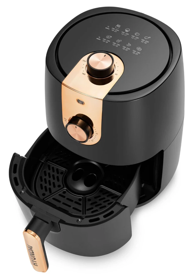 Аэрогриль Hyundai HYF-2057 2л 1000Вт черный/золотистый  