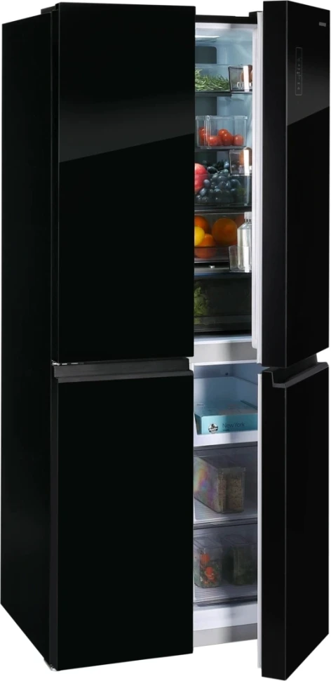 Холодильник Nordfrost RFQ 450 NFGB 3-хкамерн. черный глянц. инвертер