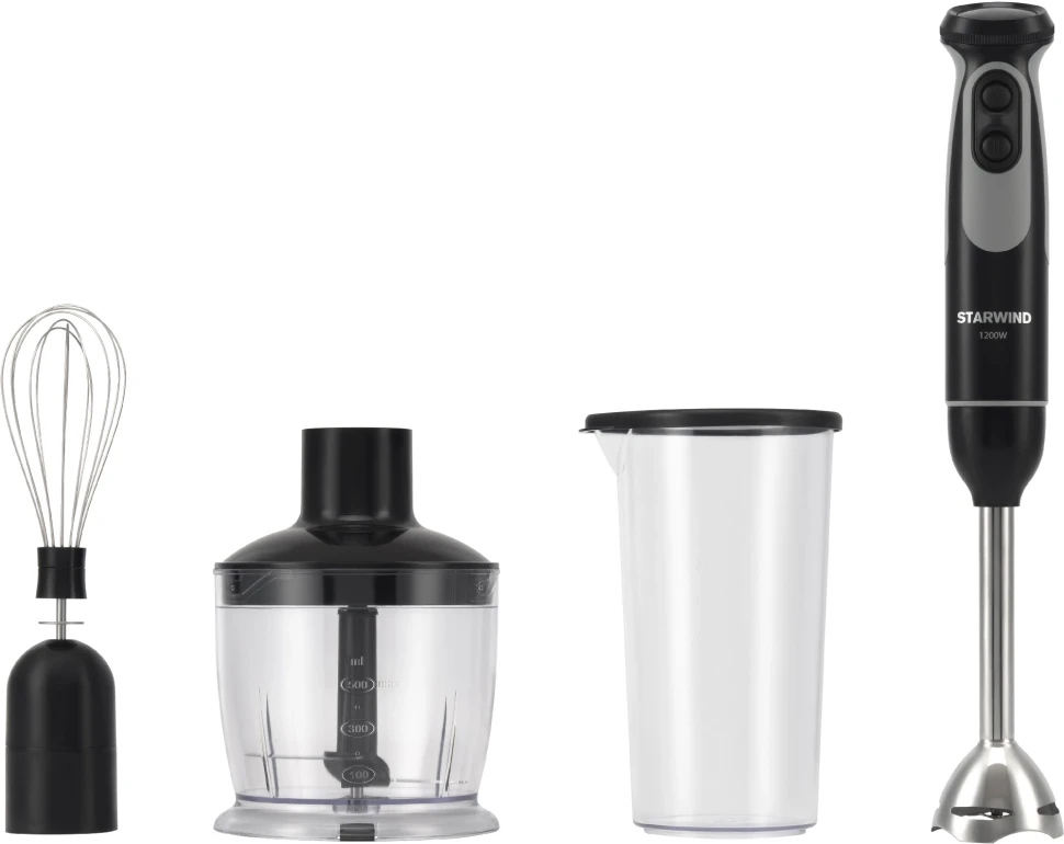 Блендер погружной Starwind SBP3412 1200Вт черный/серый  
