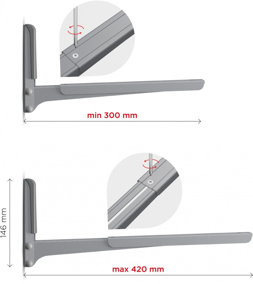 Кронштейн для СВЧ Holder MWS-2003 металлик макс.40кг настенный фиксированный  