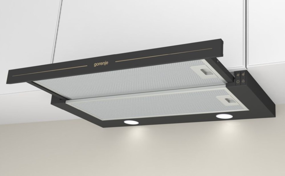 Вытяжка встраиваемая Gorenje BHP62CLB антрацит управление: кнопочное (1 мотор)