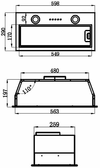 Вытяжка встраиваемая Maunfeld THAMES 601PM белый управление: кнопочное (1 мотор)  