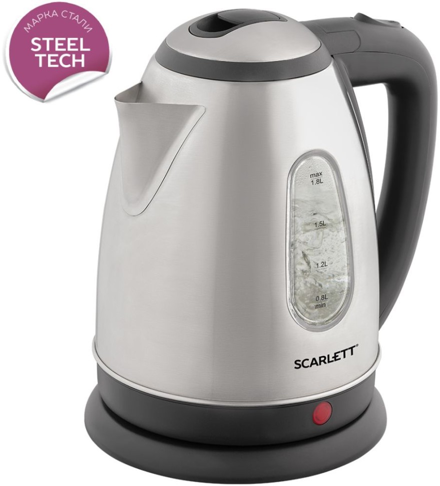 Чайник электрический Scarlett SC-EK21S88 1.8л. 2200Вт черный/серебристый корпус: металл (EK21S88)  
