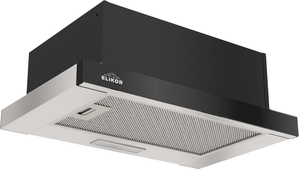 Вытяжка встраиваемая Elikor Интегра Glass 50Н-400-В2Д нержавеющая сталь/стекло черное управление: кнопочное (1 мотор)  