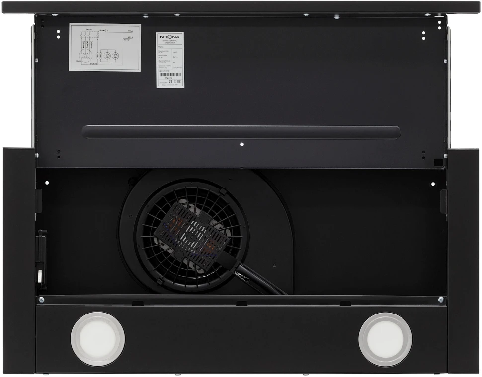 Вытяжка встраиваемая Krona T 600 черный управление: кнопочное (1 мотор)  