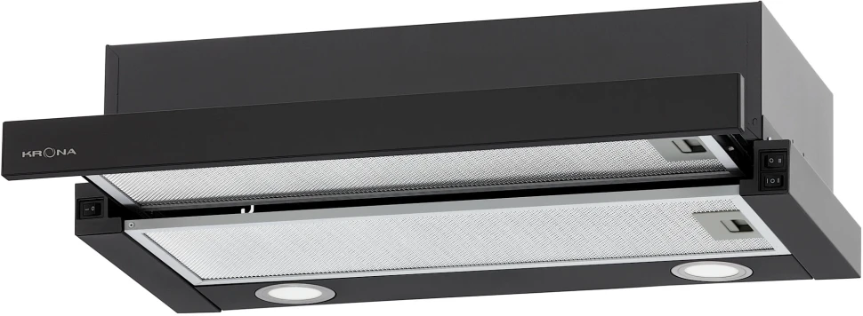 Вытяжка встраиваемая Krona T 600 черный управление: кнопочное (1 мотор)  