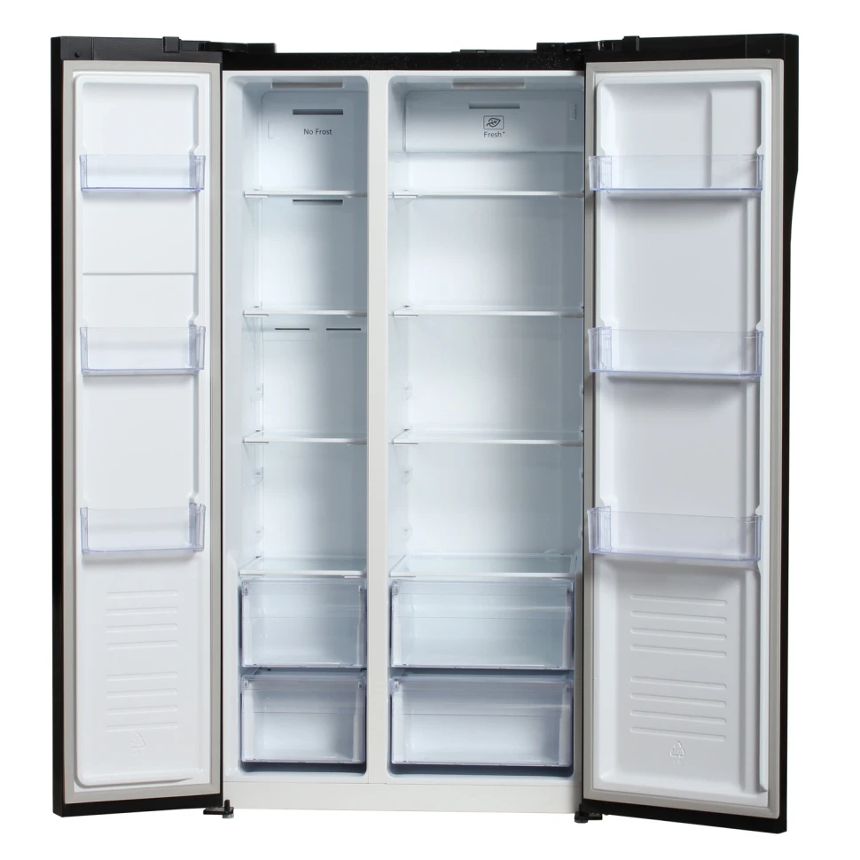 Холодильник Hyundai CS5003F 2-хкамерн. черное стекло инвертер  