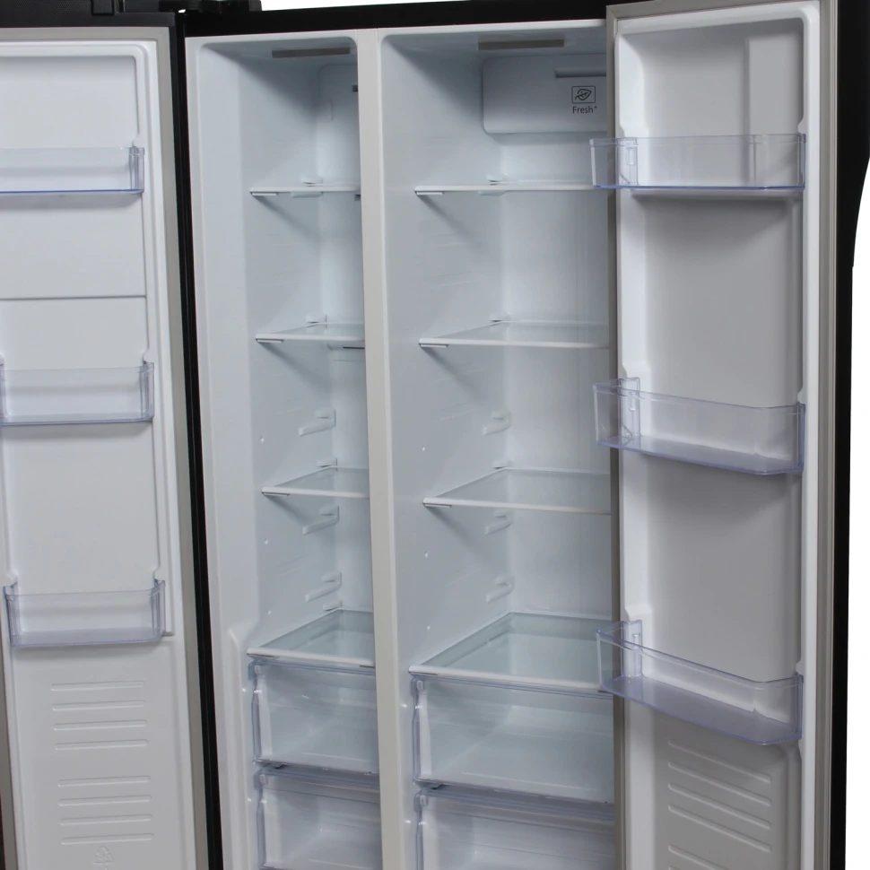 Холодильник Hyundai CS5003F 2-хкамерн. черное стекло инвертер  