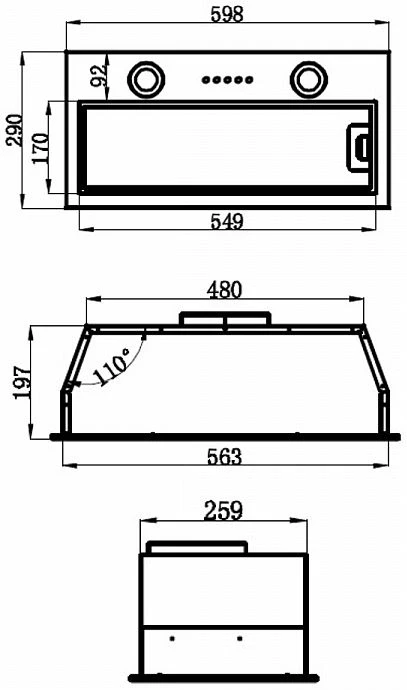 Вытяжка встраиваемая Maunfeld THAMES 601PM нержавеющая сталь управление: кнопочное (1 мотор)  
