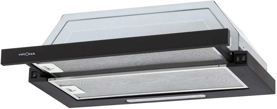 Вытяжка встраиваемая Krona KERRY 600 BLACK PB черный управление: кнопочное (1 мотор)  