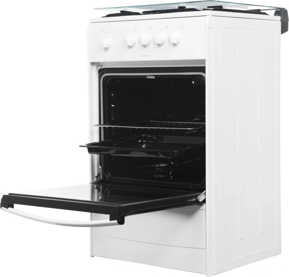 Плита Газовая Darina 1В GM 441 002 W белый (стеклянная крышка) реш.сталь