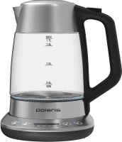 Чайник электрический Polaris PWK 1775CGLD 1.7л. 1850Вт серебристый/черный корпус: нержавеющая сталь/стекло/пластик