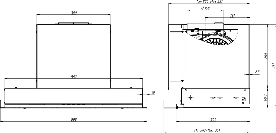 Вытяжка встраиваемая Elikor Sense 60П-1000 хром управление: кнопочное (1 мотор)  