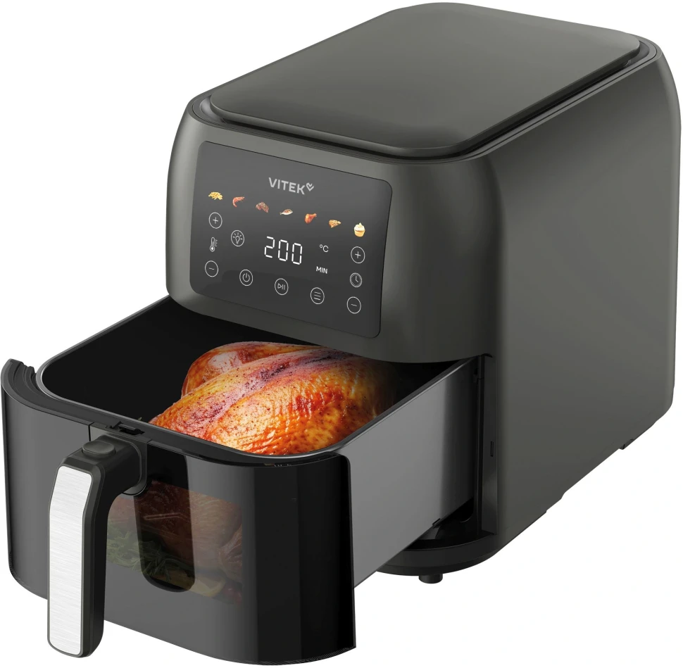 Аэрогриль Vitek VT-AF8001 8л 1700Вт темно-серый/черный  