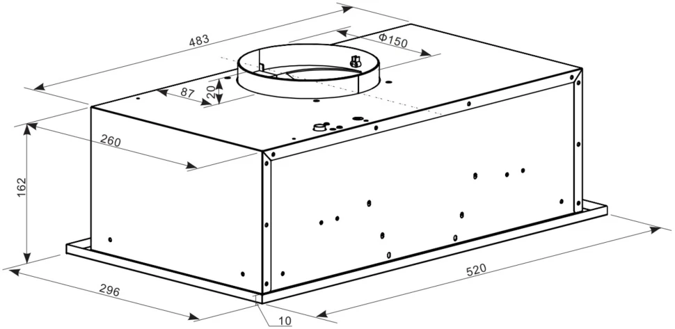 Вытяжка встраиваемая Weissgauff Box 600 PB BL черный управление: кнопочное (1 мотор)  