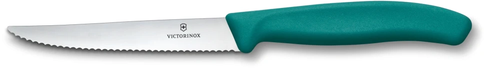 Нож кухонный Victorinox Swiss Classic 6.7234.C1 для стейка/пиццы лезв.110мм серрейт. заточка зеленый