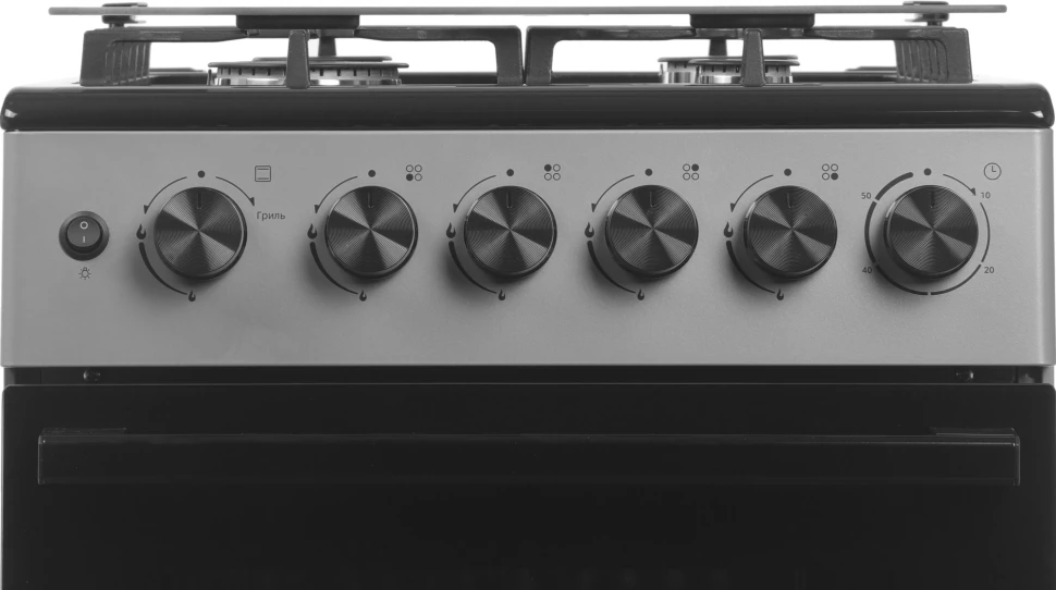 Плита Газовая Midea MFO-M4G20T0E(SL) серебристый/черный (стеклянная крышка) реш.чугун  