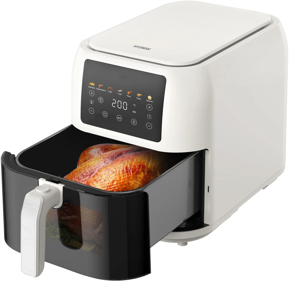 Аэрогриль Hyundai HYF-9083 8л 1700Вт сливочный/черный