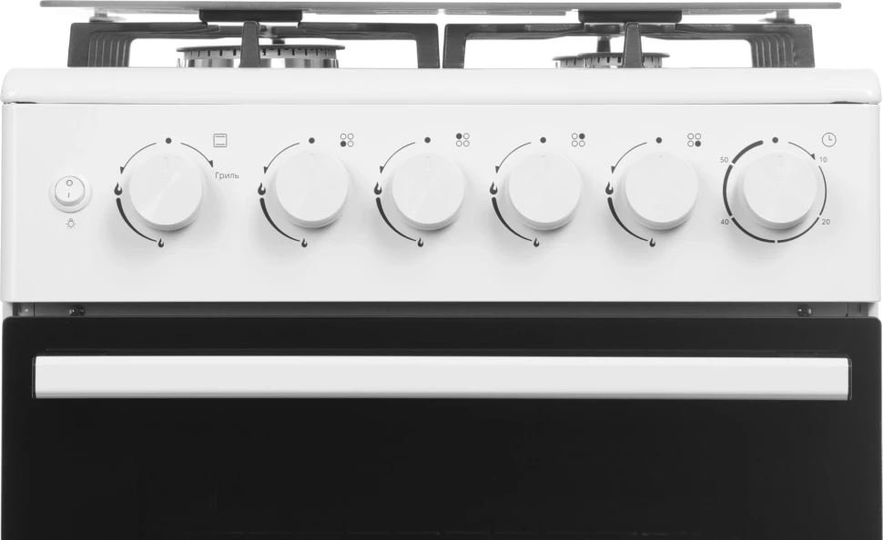 Плита Газовая Midea MFO-M4G20T0E(WH) белый/черный (стеклянная крышка) реш.чугун  