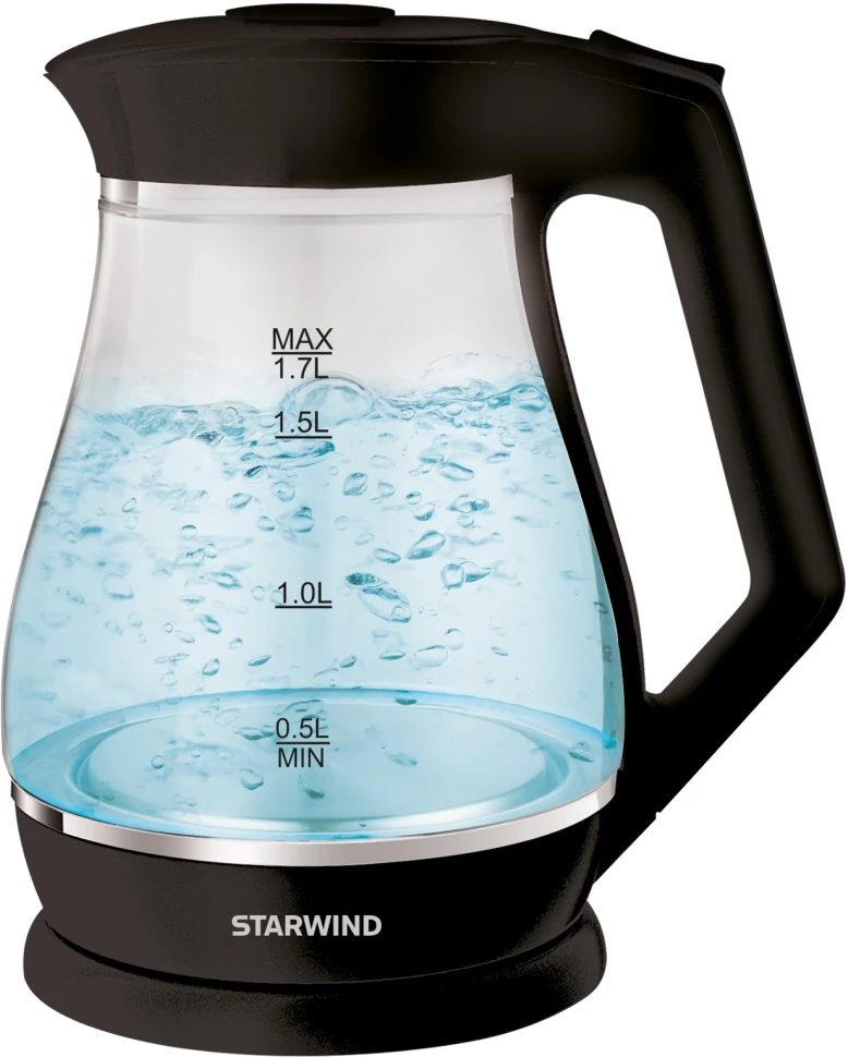 Чайник электрический Starwind SKS2035 1.7л. 2200Вт черный корпус: стекло/пластик  