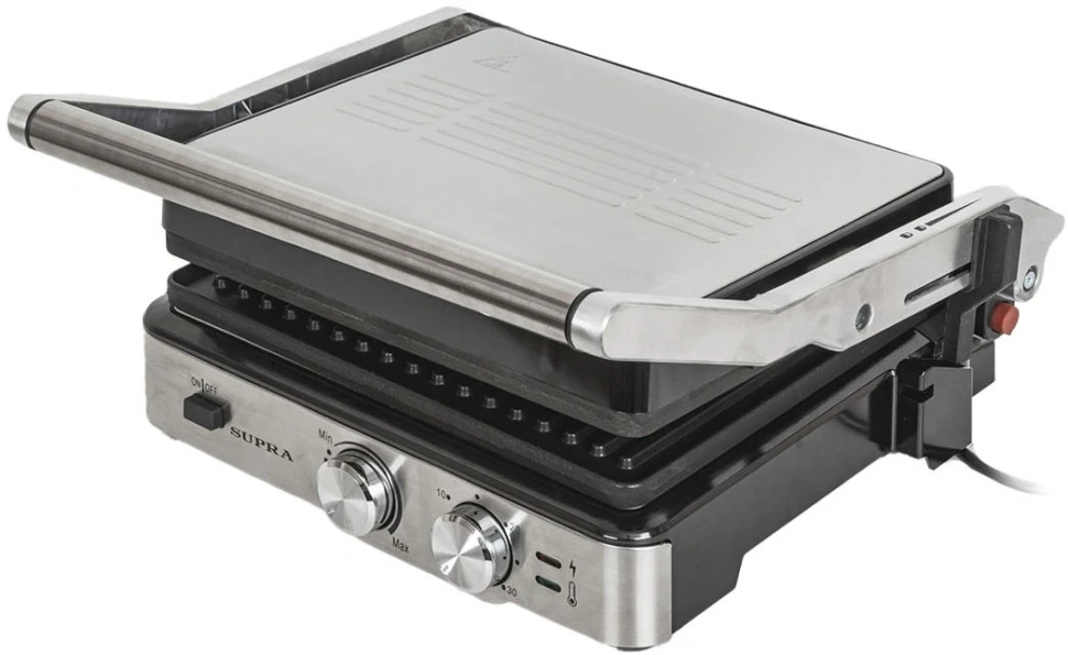 Электрогриль Supra GS-7620 2000Вт черный/серебристый