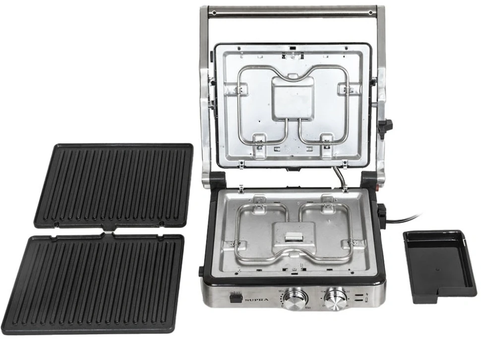 Электрогриль Supra GS-7620 2000Вт черный/серебристый