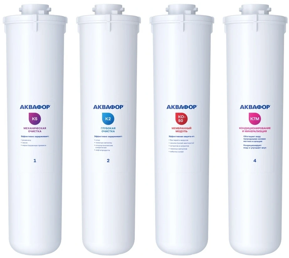 Картридж Аквафор К5-К2-КО-50-К7М для проточных фильтров (упак.:4шт)  