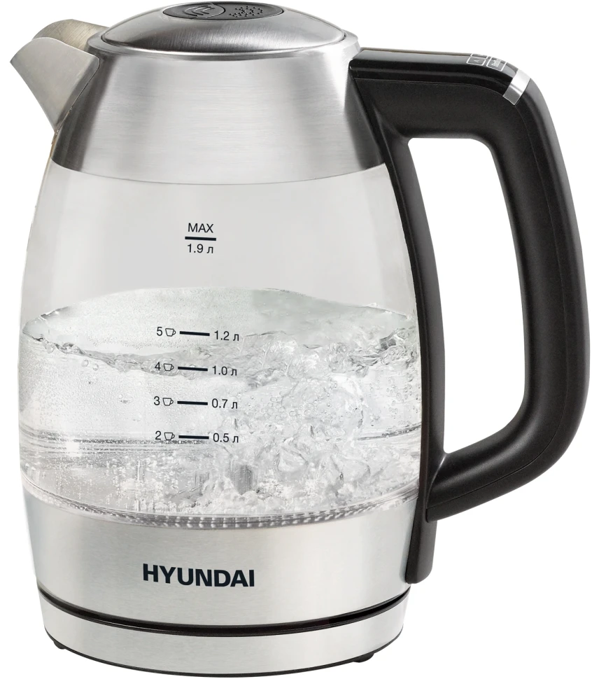 Чайник электрический Hyundai HYK-G9408 1.9л. 2200Вт черный/серебристый корпус: стекло  