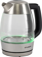 Чайник электрический Hyundai HYK-G9408 1.9л. 2200Вт черный/серебристый корпус: стекло