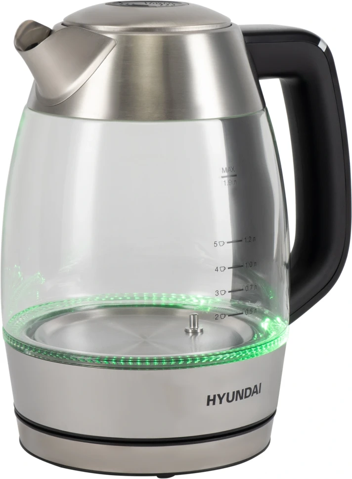 Чайник электрический Hyundai HYK-G9408 1.9л. 2200Вт черный/серебристый корпус: стекло  